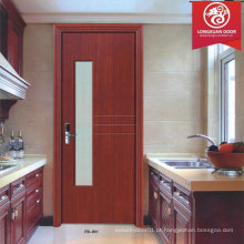 Screen Sidetlights Portas para cozinha / sala de banho, portas de madeira Swing único com vidro lateral